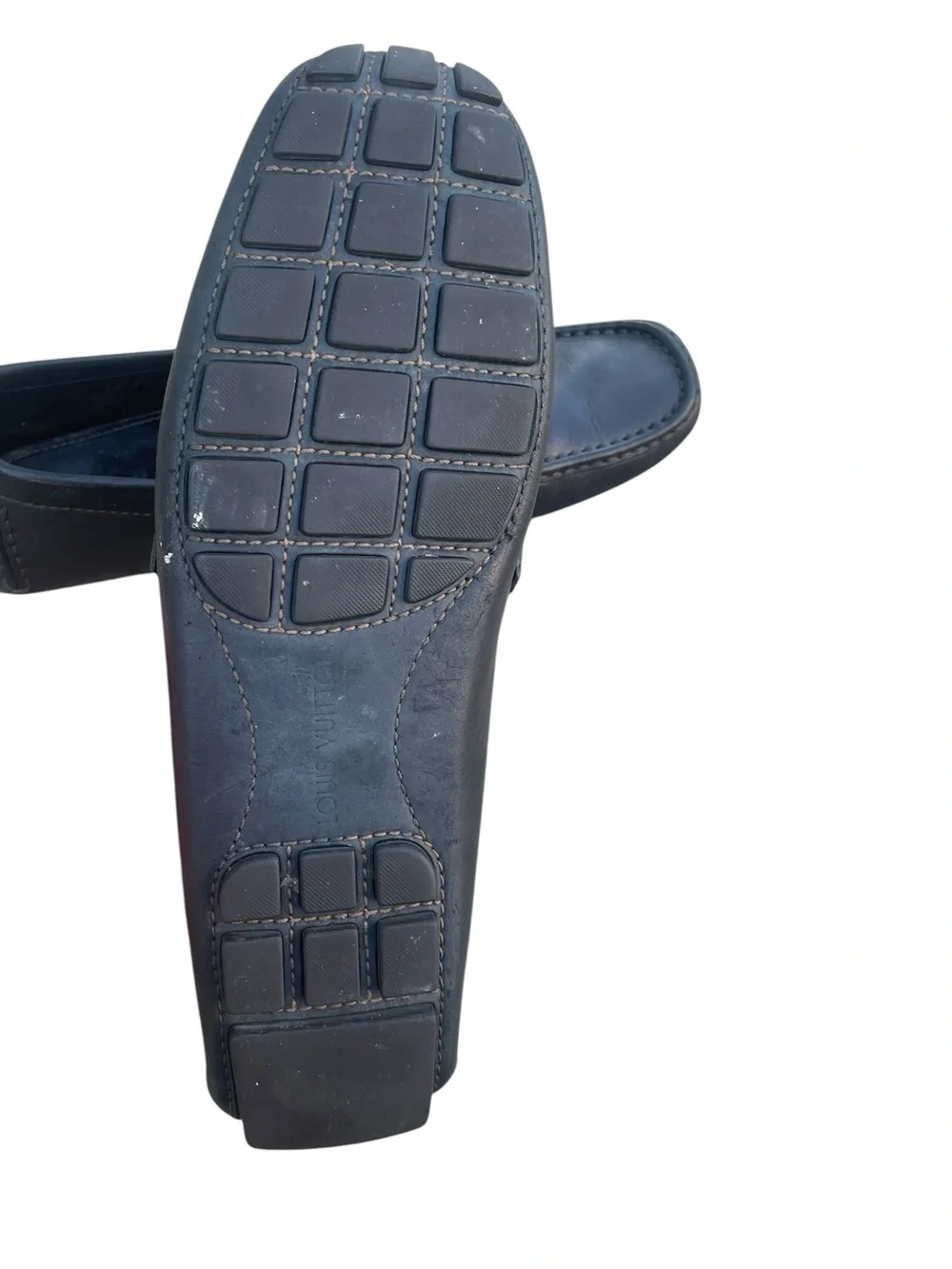 *AUTHENTIC* Louis Vuitton Black Leather Driving Loafers, Size 10.5, COA in photo